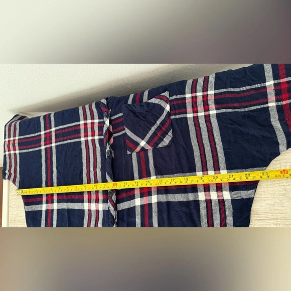 Rails Rayon Flannel Boxy Dolman Sleeve Button Up Shirt Navy Red Size Medium - Picture 5 of 7